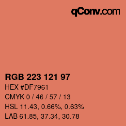 Color code: RGB 223 121 97 | qconv.com