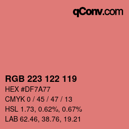 Color code: RGB 223 122 119 | qconv.com