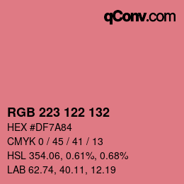 Color code: RGB 223 122 132 | qconv.com