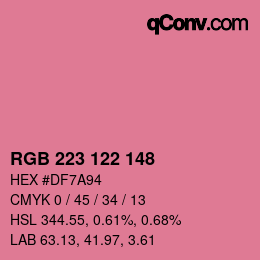 Color code: RGB 223 122 148 | qconv.com