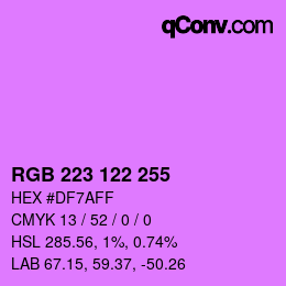 Color code: RGB 223 122 255 | qconv.com