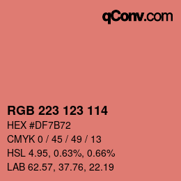 カラーコード: RGB 223 123 114 | qconv.com
