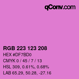 カラーコード: RGB 223 123 208 | qconv.com