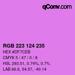 Color code: RGB 223 124 235 | qconv.com