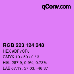 Color code: RGB 223 124 248 | qconv.com