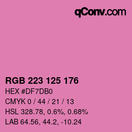 カラーコード: RGB 223 125 176 | qconv.com