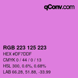 Color code: RGB 223 125 223 | qconv.com