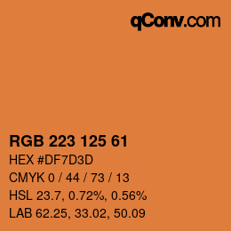 Color code: RGB 223 125 61 | qconv.com