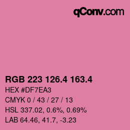 カラーコード: RGB 223 126.4 163.4 | qconv.com