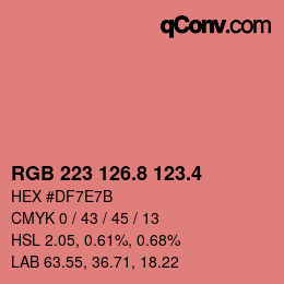 カラーコード: RGB 223 126.8 123.4 | qconv.com