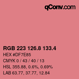 カラーコード: RGB 223 126.8 133.4 | qconv.com