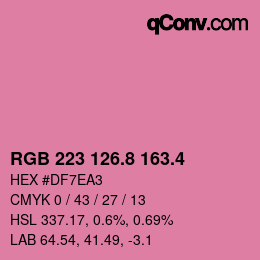 カラーコード: RGB 223 126.8 163.4 | qconv.com