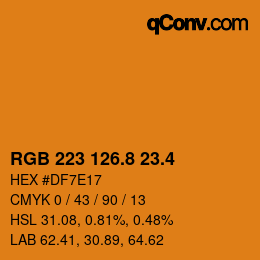 カラーコード: RGB 223 126.8 23.4 | qconv.com