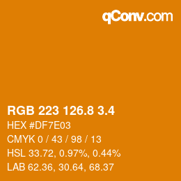 カラーコード: RGB 223 126.8 3.4 | qconv.com