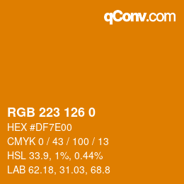 Color code: RGB 223 126 0 | qconv.com