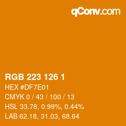 Color code: RGB 223 126 1 | qconv.com