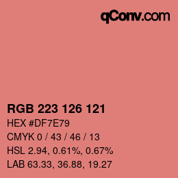 Color code: RGB 223 126 121 | qconv.com