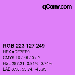 Color code: RGB 223 127 249 | qconv.com