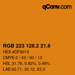 カラーコード: RGB 223 128.2 21.6 | qconv.com