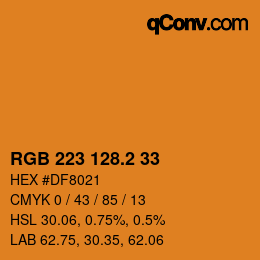 カラーコード: RGB 223 128.2 33 | qconv.com