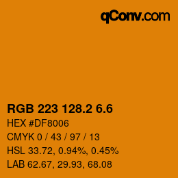 カラーコード: RGB 223 128.2 6.6 | qconv.com