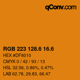 カラーコード: RGB 223 128.6 16.6 | qconv.com