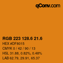 カラーコード: RGB 223 128.6 21.6 | qconv.com