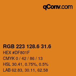 カラーコード: RGB 223 128.6 31.6 | qconv.com