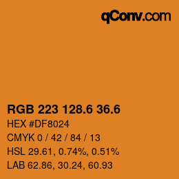 カラーコード: RGB 223 128.6 36.6 | qconv.com