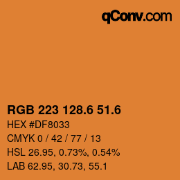 カラーコード: RGB 223 128.6 51.6 | qconv.com