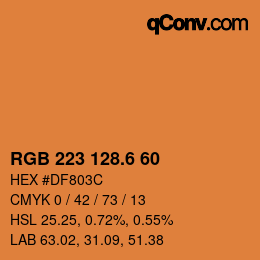 カラーコード: RGB 223 128.6 60 | qconv.com