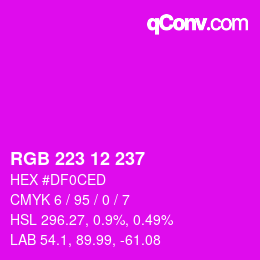 Color code: RGB 223 12 237 | qconv.com