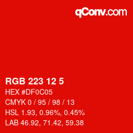 Color code: RGB 223 12 5 | qconv.com
