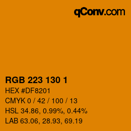 Color code: RGB 223 130 1 | qconv.com