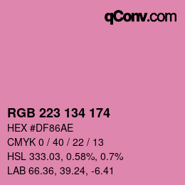 Color code: RGB 223 134 174 | qconv.com