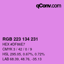 Color code: RGB 223 134 231 | qconv.com