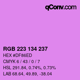 Color code: RGB 223 134 237 | qconv.com