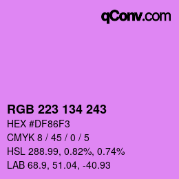 Color code: RGB 223 134 243 | qconv.com