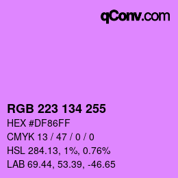 Color code: RGB 223 134 255 | qconv.com