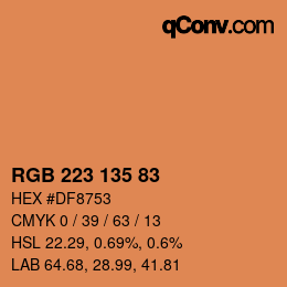 Color code: RGB 223 135 83 | qconv.com