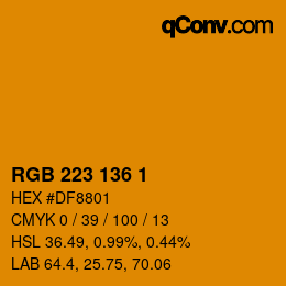 Color code: RGB 223 136 1 | qconv.com