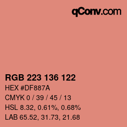 Color code: RGB 223 136 122 | qconv.com