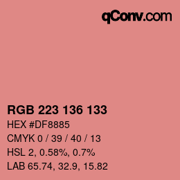 Color code: RGB 223 136 133 | qconv.com