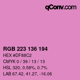 Color code: RGB 223 136 194 | qconv.com