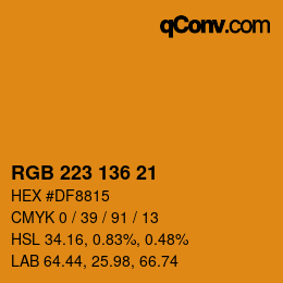 Color code: RGB 223 136 21 | qconv.com