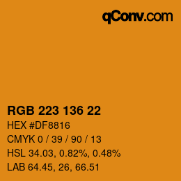 Color code: RGB 223 136 22 | qconv.com