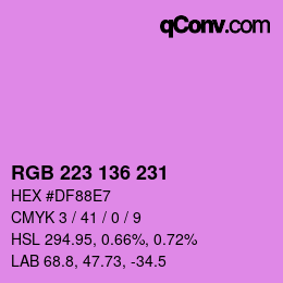 Color code: RGB 223 136 231 | qconv.com