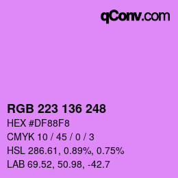 Color code: RGB 223 136 248 | qconv.com