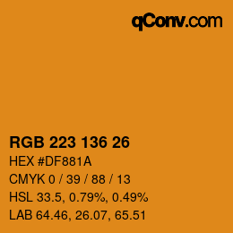 Color code: RGB 223 136 26 | qconv.com