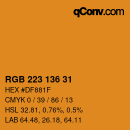 Color code: RGB 223 136 31 | qconv.com